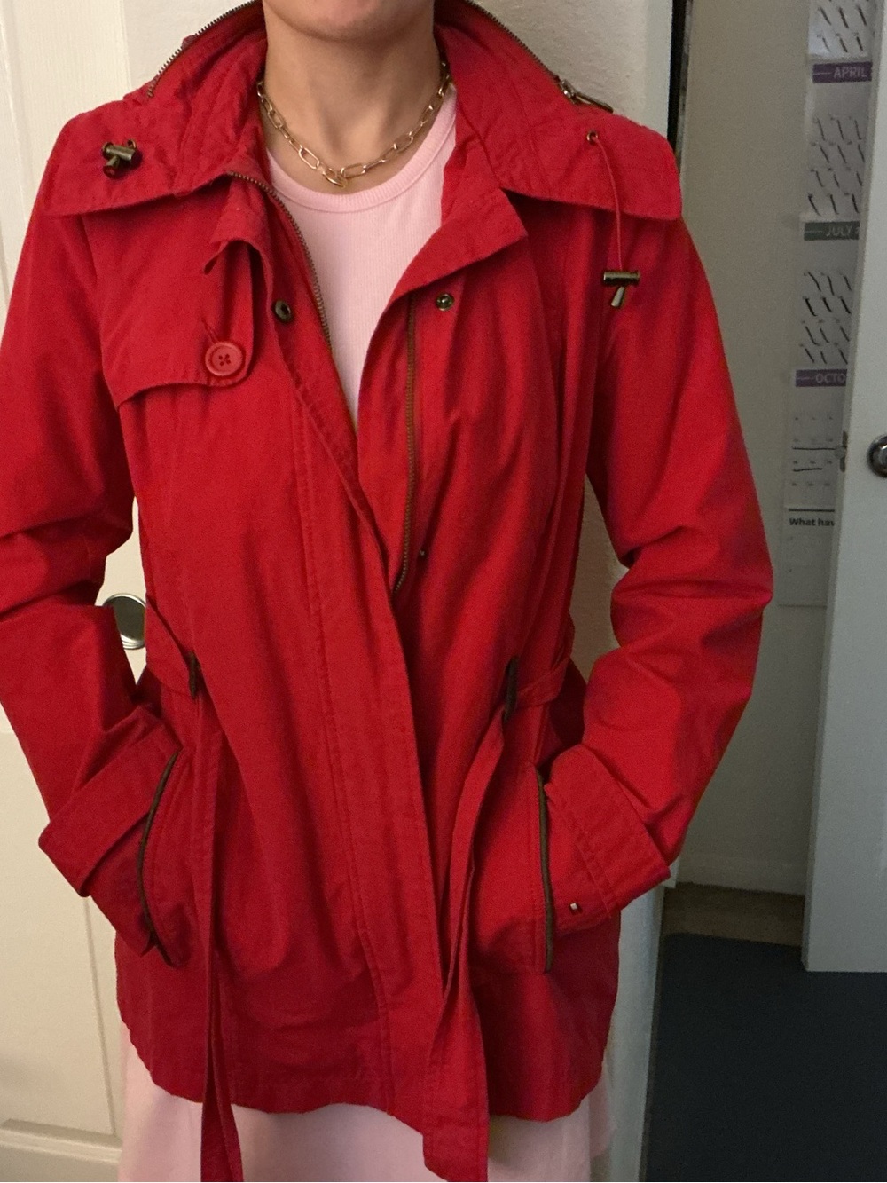 Tommy Hilfiger Bright Red Trench Coat